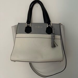 Cole Haan Handbag Gray Black Cream Over The Shoulder Purse Tassle